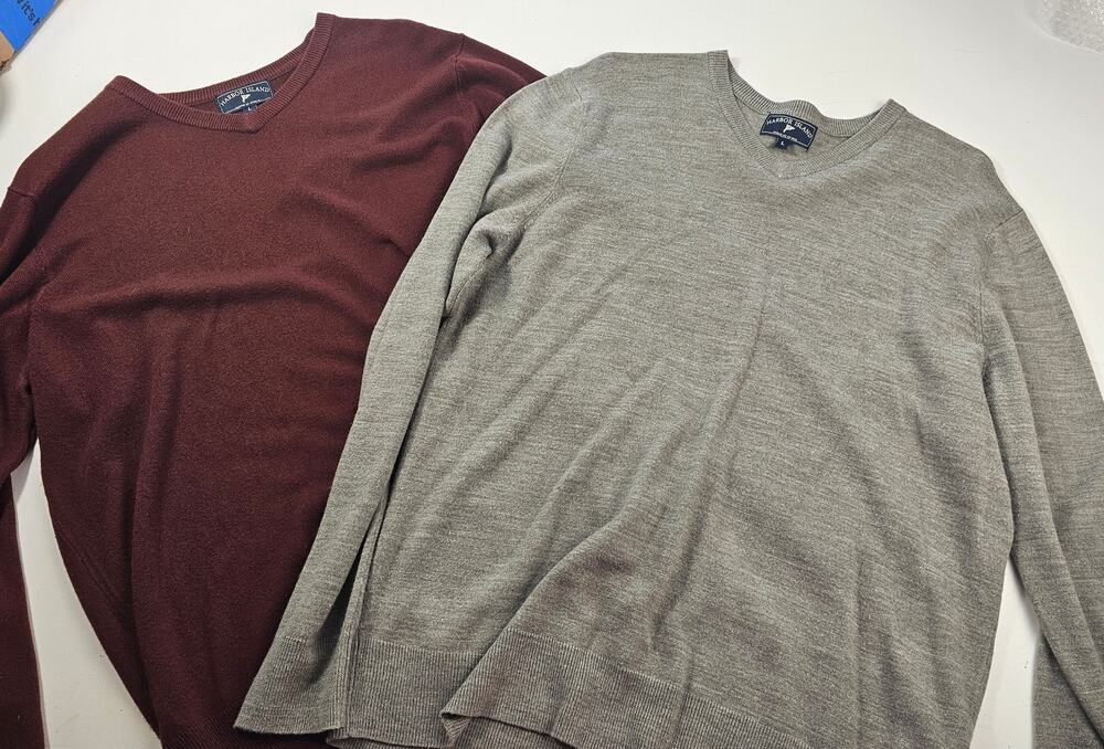 Harbor island lot of 2 mens preppy minimalist sweaters sz large warm winter #